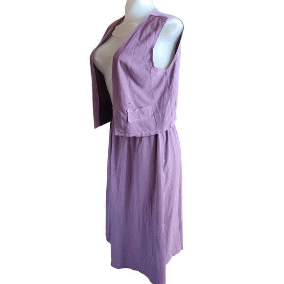 Vintage Women's S/M 1970's Boho Lavender Skirt & Vest Set Purple Mom - Picture 5 of 6